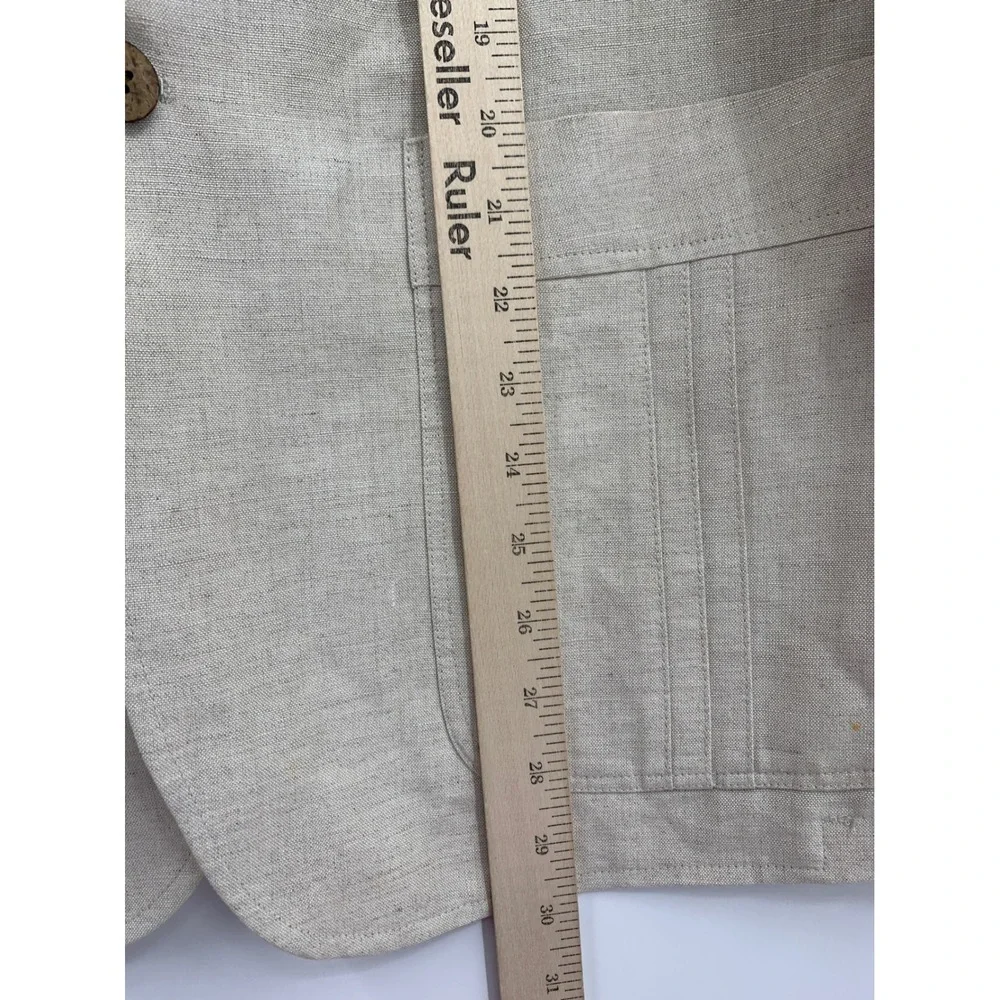 Cubavera Blazer Mens 40/Medium Beige Solid Linen Blend Tropical Summer NEW